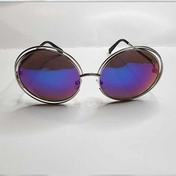 Accessories - Round Mirrored Sunglasses  - Blue